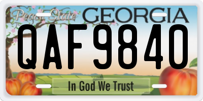 GA license plate QAF9840