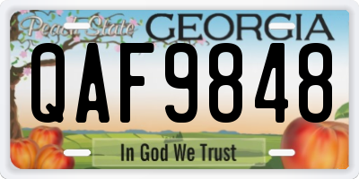 GA license plate QAF9848