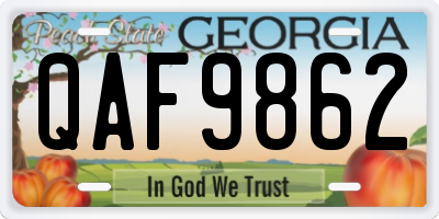 GA license plate QAF9862