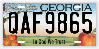 GA license plate QAF9865