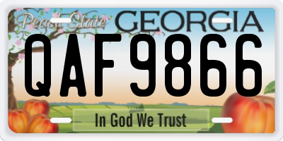 GA license plate QAF9866