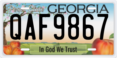 GA license plate QAF9867