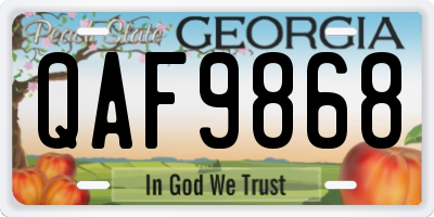 GA license plate QAF9868