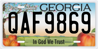 GA license plate QAF9869