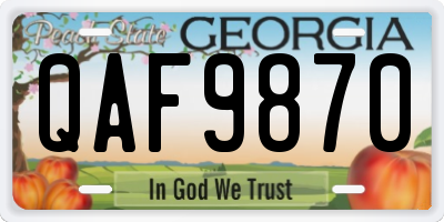GA license plate QAF9870