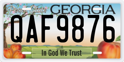 GA license plate QAF9876