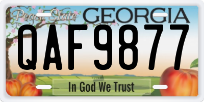 GA license plate QAF9877