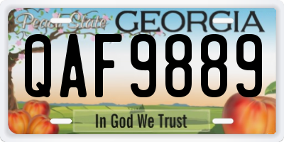 GA license plate QAF9889