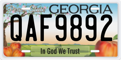 GA license plate QAF9892