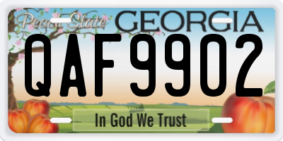 GA license plate QAF9902