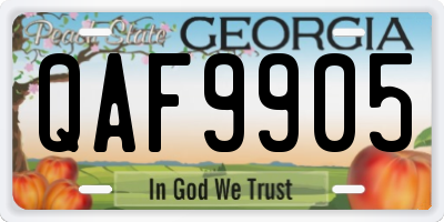 GA license plate QAF9905