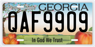 GA license plate QAF9909
