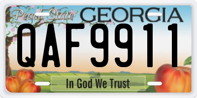 GA license plate QAF9911