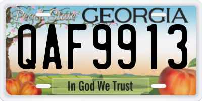 GA license plate QAF9913