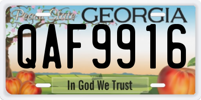 GA license plate QAF9916