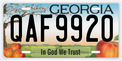 GA license plate QAF9920