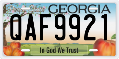 GA license plate QAF9921