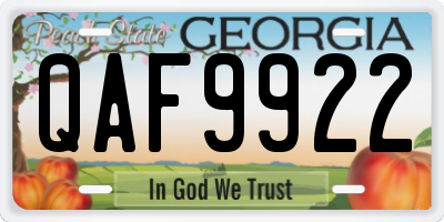 GA license plate QAF9922