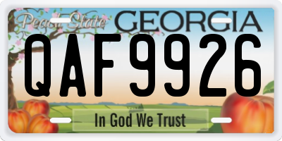 GA license plate QAF9926
