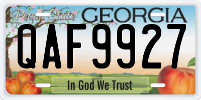 GA license plate QAF9927
