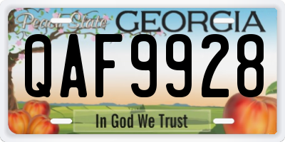 GA license plate QAF9928
