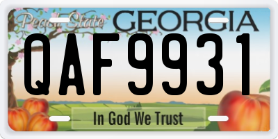GA license plate QAF9931