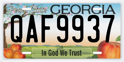 GA license plate QAF9937
