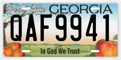 GA license plate QAF9941