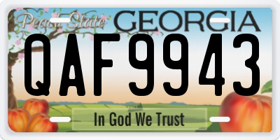 GA license plate QAF9943