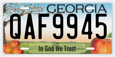 GA license plate QAF9945