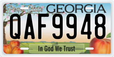 GA license plate QAF9948