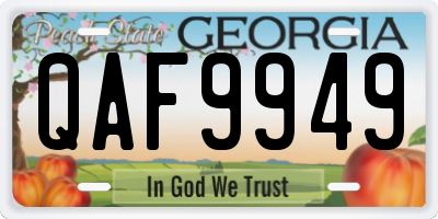 GA license plate QAF9949