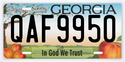 GA license plate QAF9950