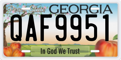 GA license plate QAF9951