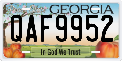 GA license plate QAF9952