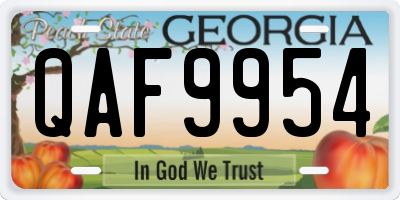 GA license plate QAF9954