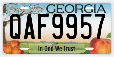 GA license plate QAF9957