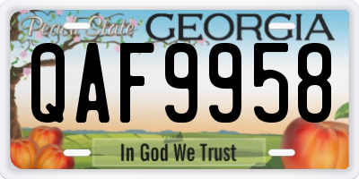 GA license plate QAF9958