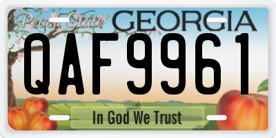 GA license plate QAF9961