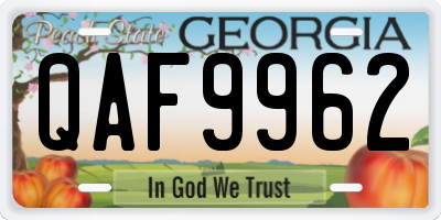GA license plate QAF9962