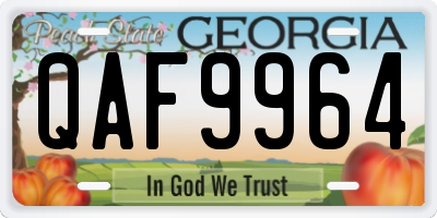 GA license plate QAF9964