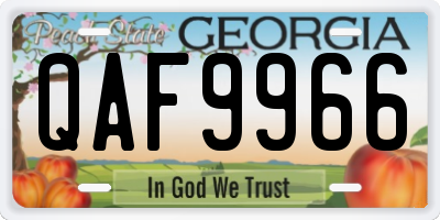 GA license plate QAF9966