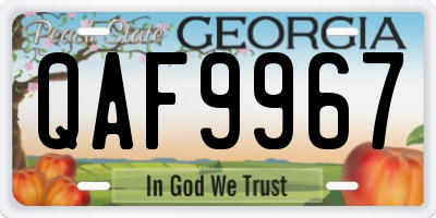 GA license plate QAF9967