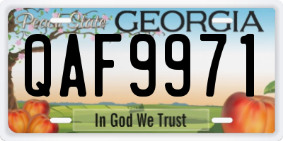 GA license plate QAF9971