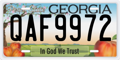 GA license plate QAF9972