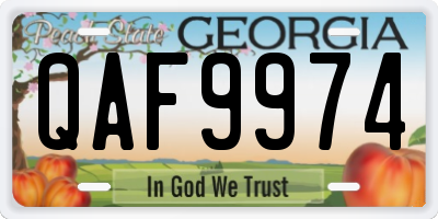 GA license plate QAF9974
