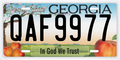 GA license plate QAF9977