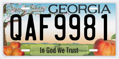 GA license plate QAF9981