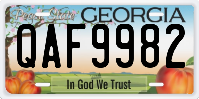 GA license plate QAF9982