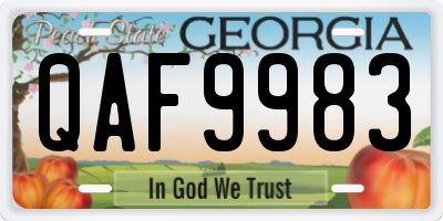 GA license plate QAF9983